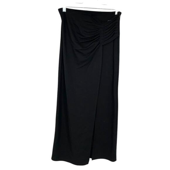 Halogen Ruched Jersey Midi Skirt Black Size XXS NWOT $34 MSRP - Picture 3 of 9